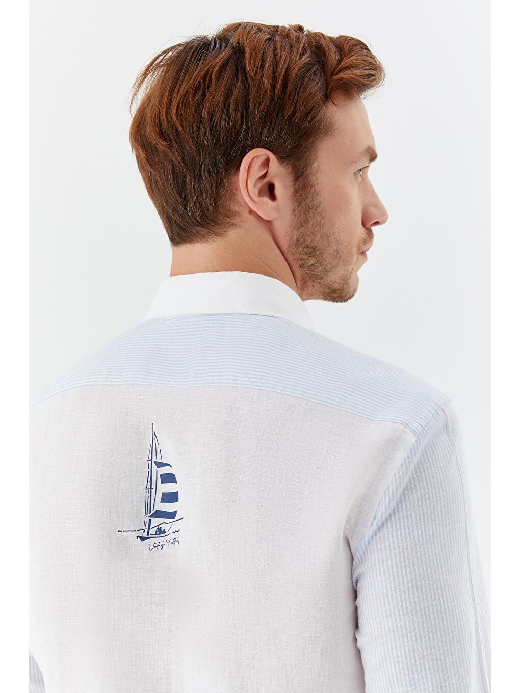 Erkek Gömlek Beyaz-Mavi-5