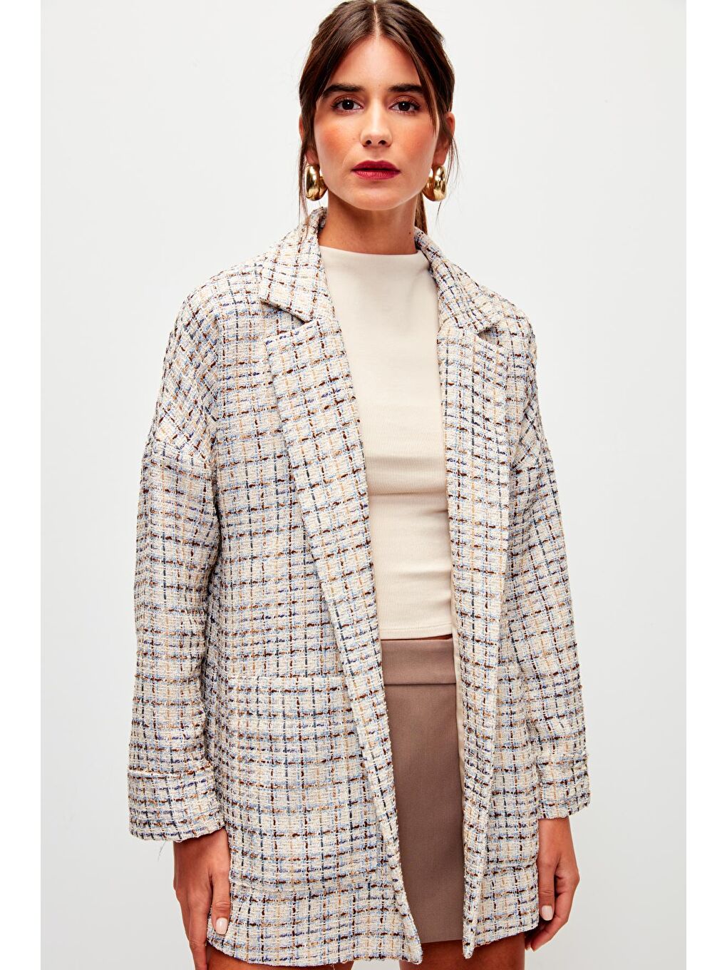 Ekru Tüvit Rahat Kalıp Ceket