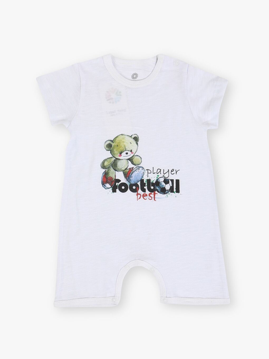 Mavi Bisiklet Yaka Baskılı Erkek Bebek Kısa Tulum 2'li-1