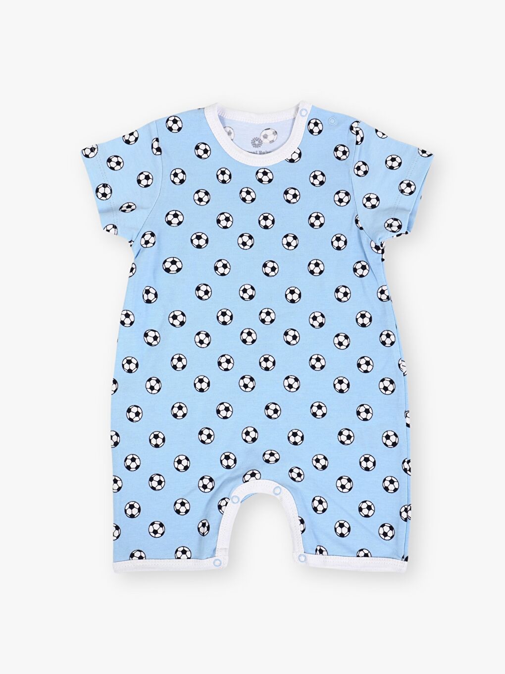 Mavi Bisiklet Yaka Baskılı Erkek Bebek Kısa Tulum 2'li-2