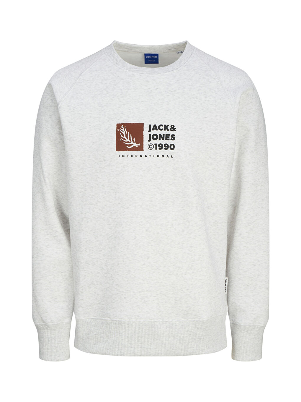 Jack & Jones Gri Originals Jorportland Pamuklu Regular Fit Sıfır Yaka Erkek Sweat 12262958