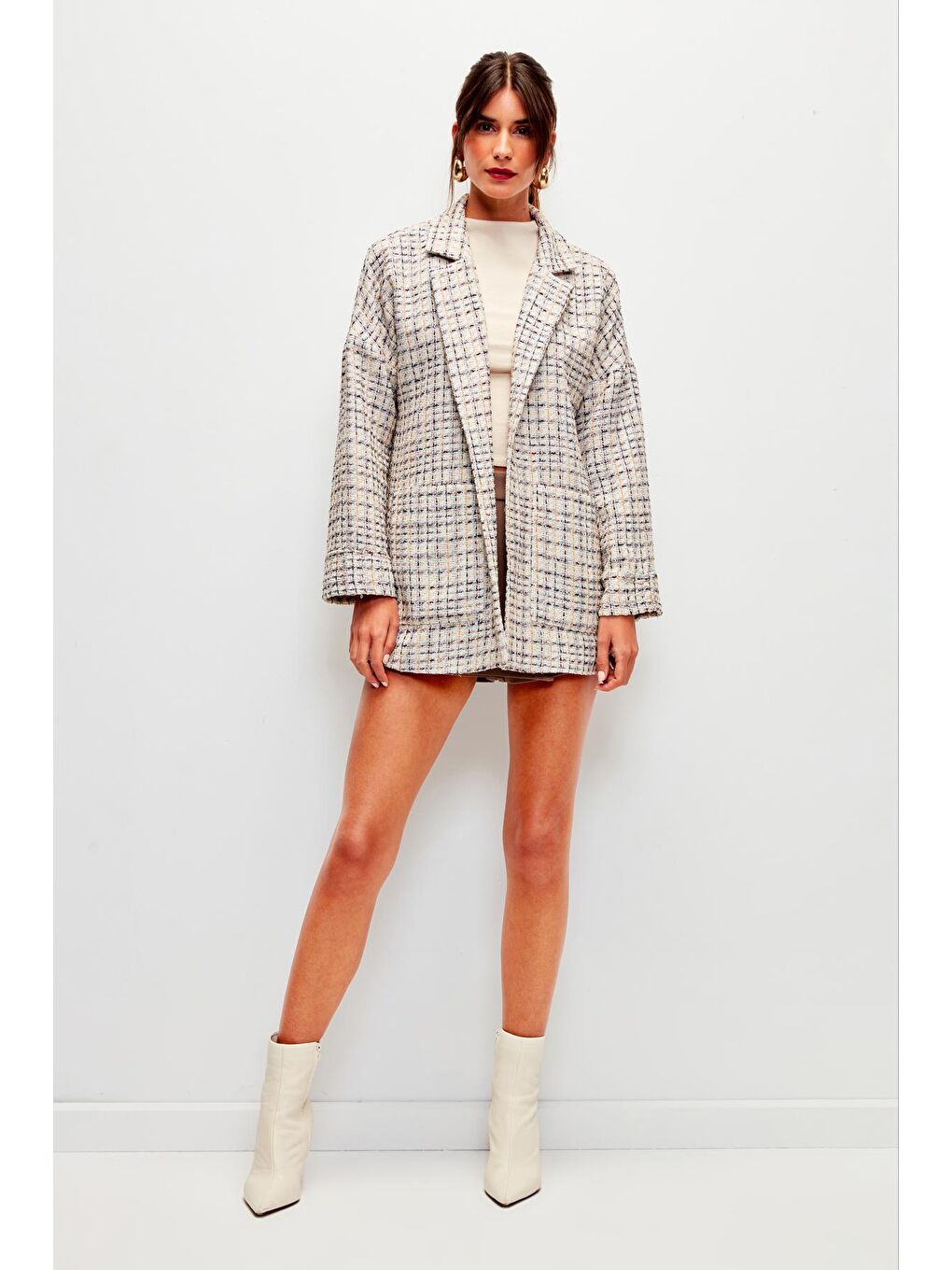 Ekru Tüvit Rahat Kalıp Ceket-1