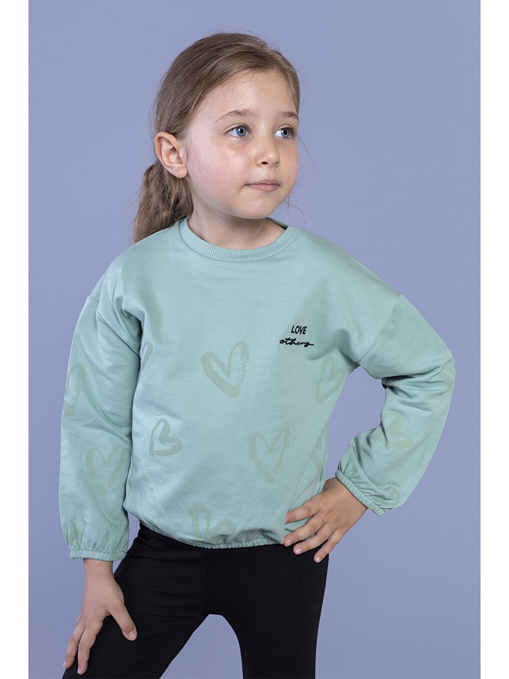 Toontoykids Yeşil Kız Çocuk Nakışlı Büzgü Detaylı Sweatshirt