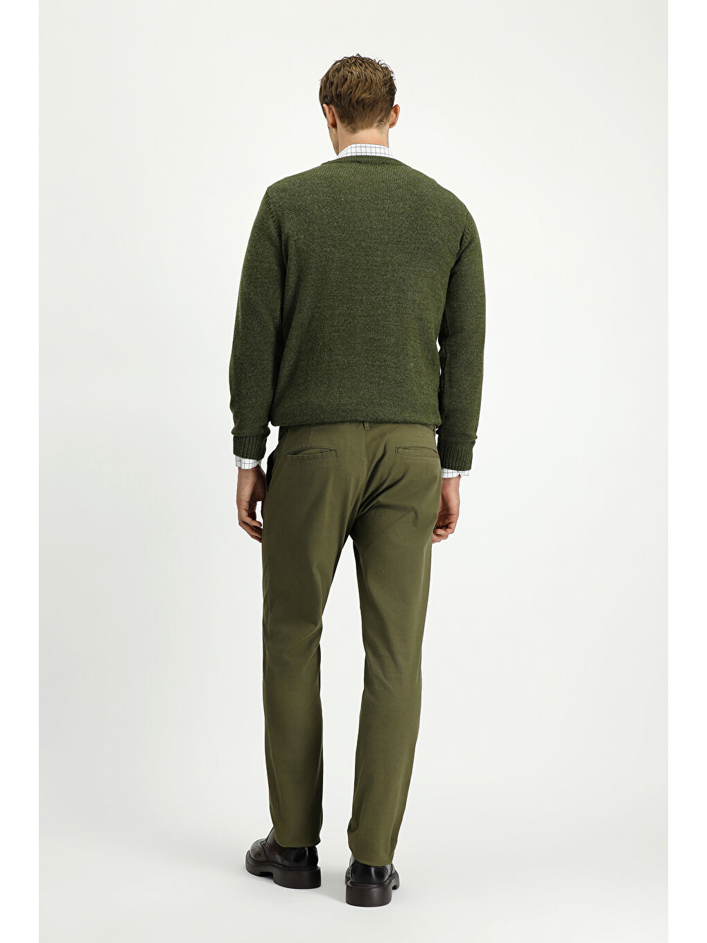 Haki Regular Fit Elastanlı Pileli Kanvas / Chino Pantolon-3