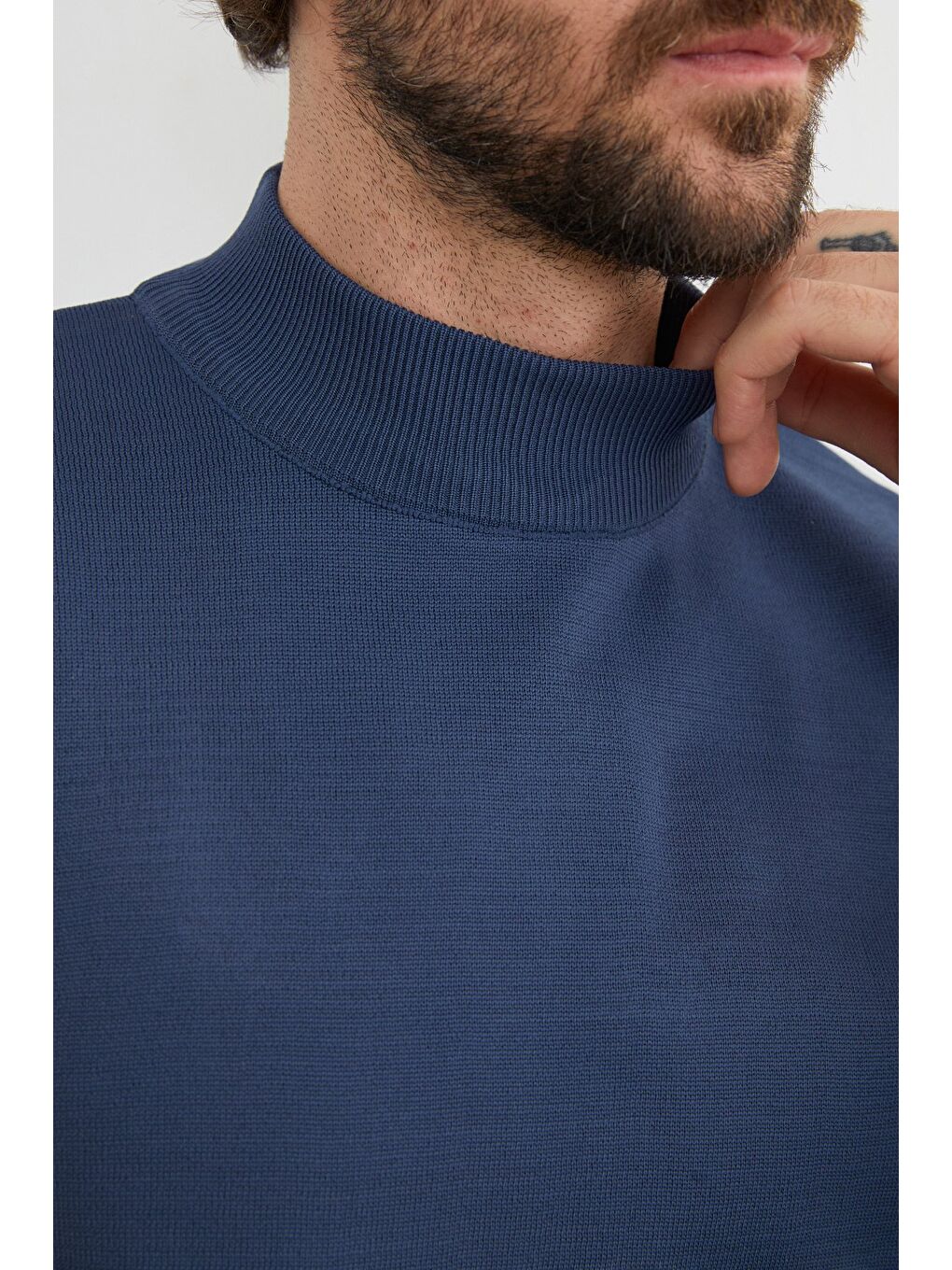 İndigo Basic Dik Yaka Triko Kazak-1