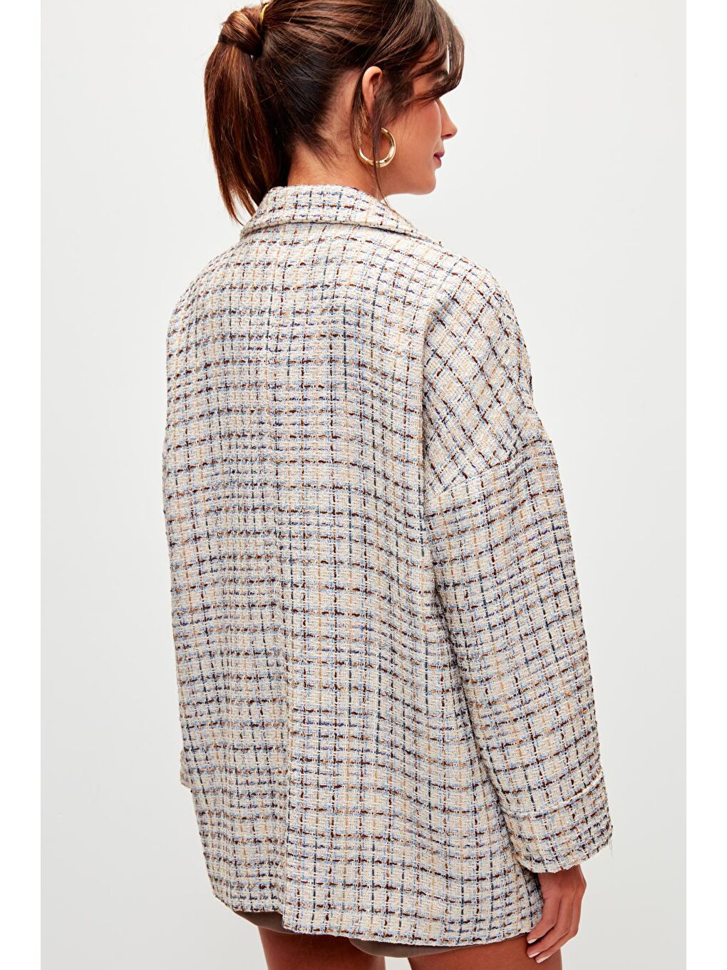 Ekru Tüvit Rahat Kalıp Ceket-4