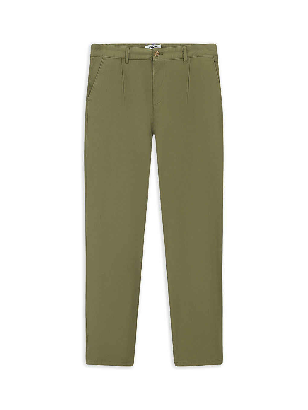 Haki Regular Fit Elastanlı Pileli Kanvas / Chino Pantolon-6