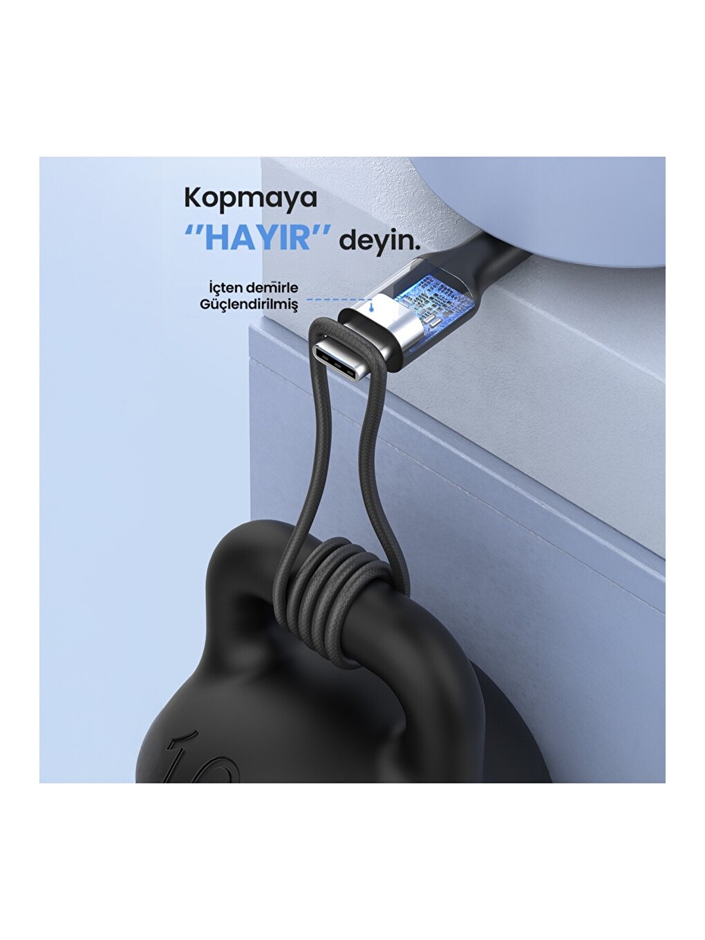 3A Type-C To Type-C Pvc Örgü Başlıklı Data ve Şarj Kablosu - 1 Metre - Dayanıklı - Black-1