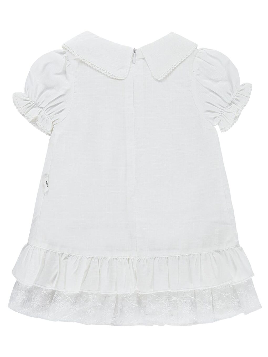 Baby Etek Ucu Tüllü 6-18 Ay Elbise - Beyaz-1