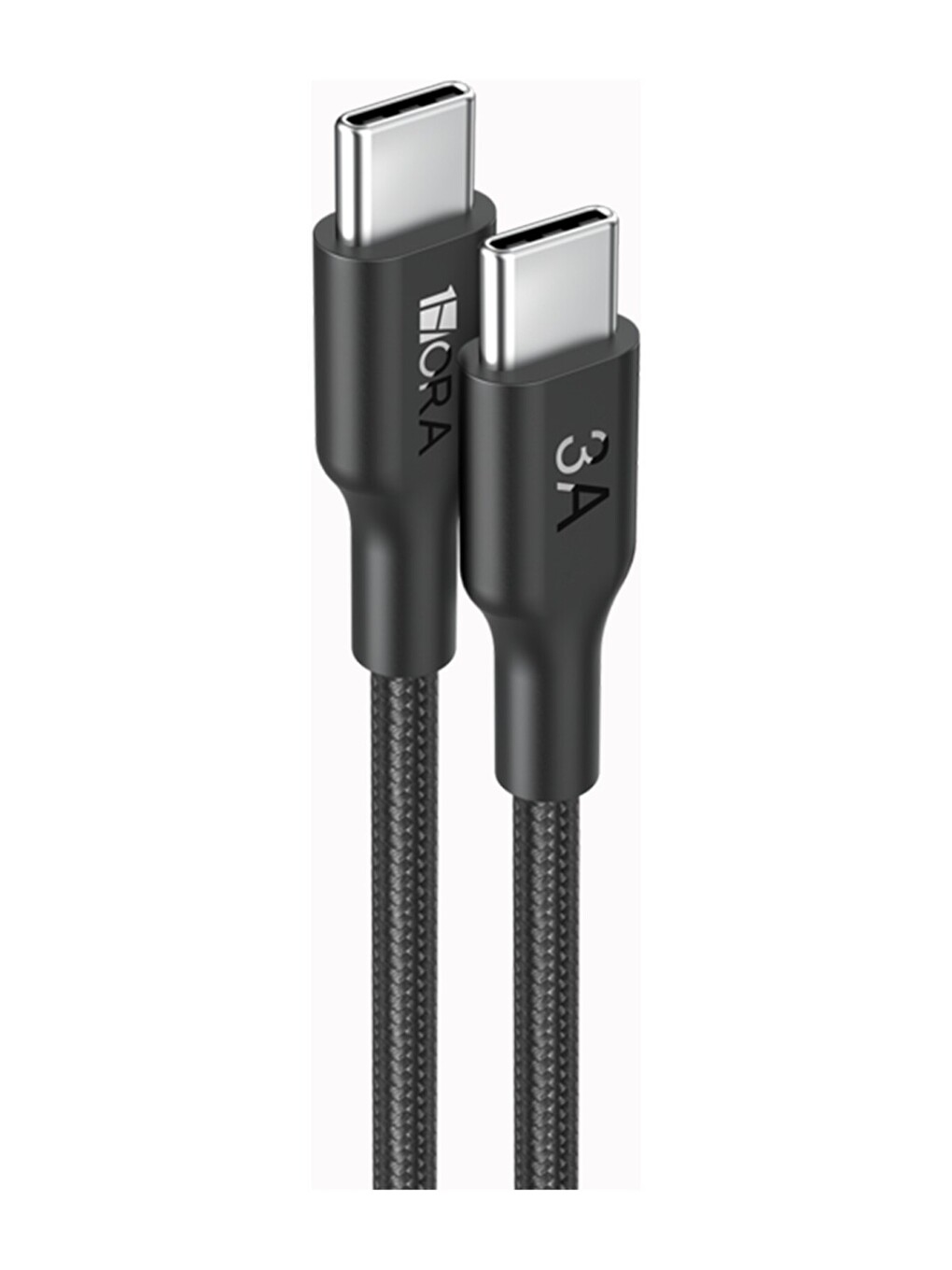 3A Type-C To Type-C Pvc Örgü Başlıklı Data ve Şarj Kablosu - 1 Metre - Dayanıklı - Black-3