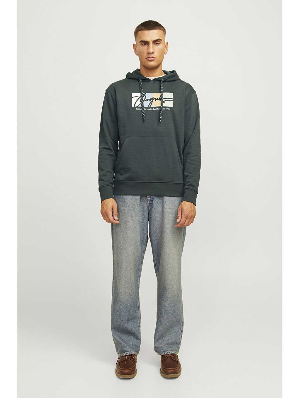 Jack & Jones Yeşil Originals Jorportland Pamuk Karışımlı Regular Fit Kapüşonlu Erkek Sweat 12262421 - 2