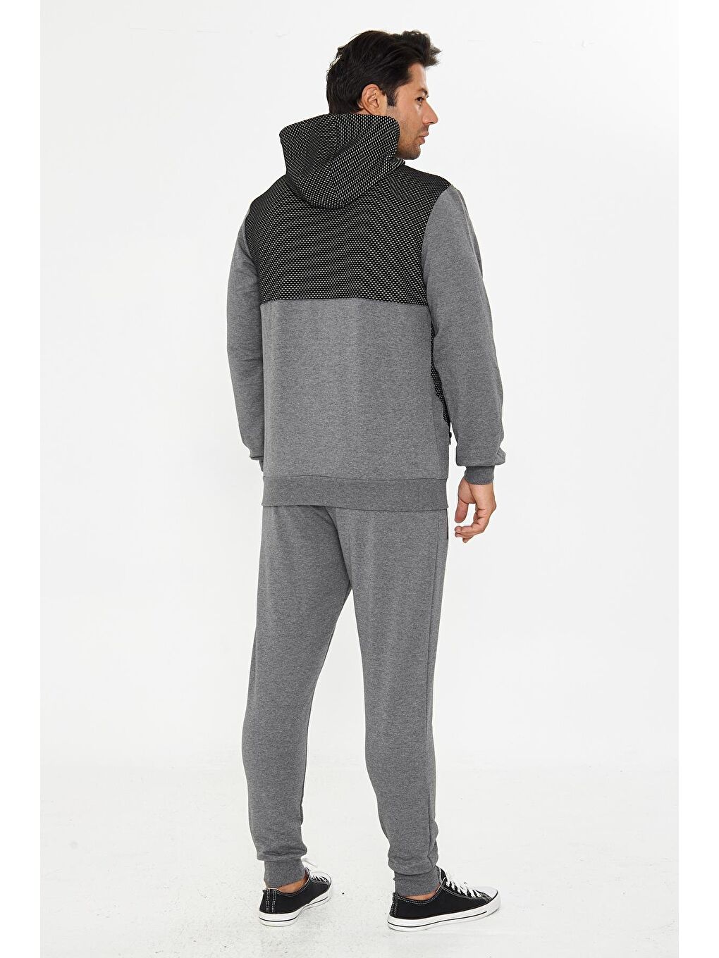 Erkek Tam Fermuarlı Kapüşonlu Eşofman Takımı Antrasit M. 5816-A-5