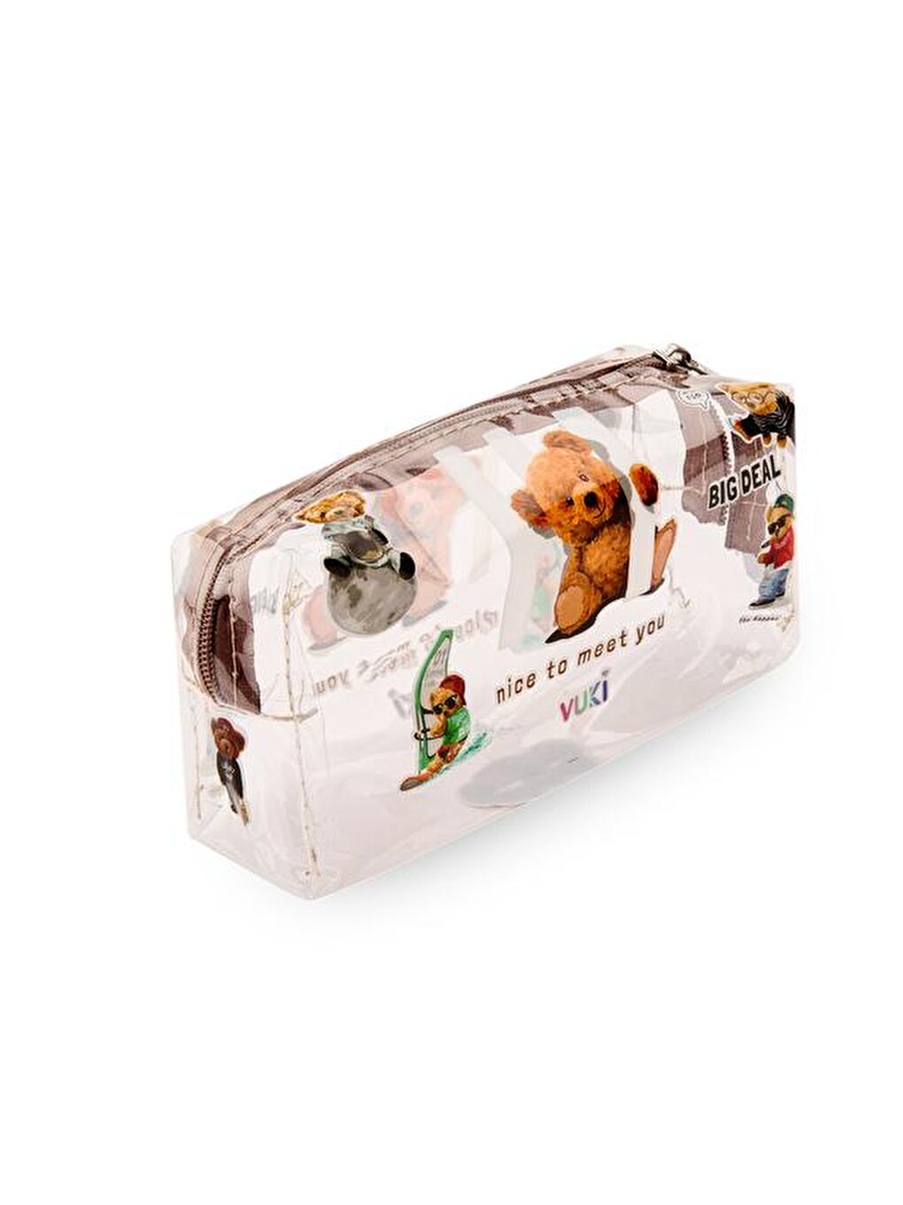 VK-0074-11 Fermuarlı Kalem Kutu - Şeffaf - 18 cm-1