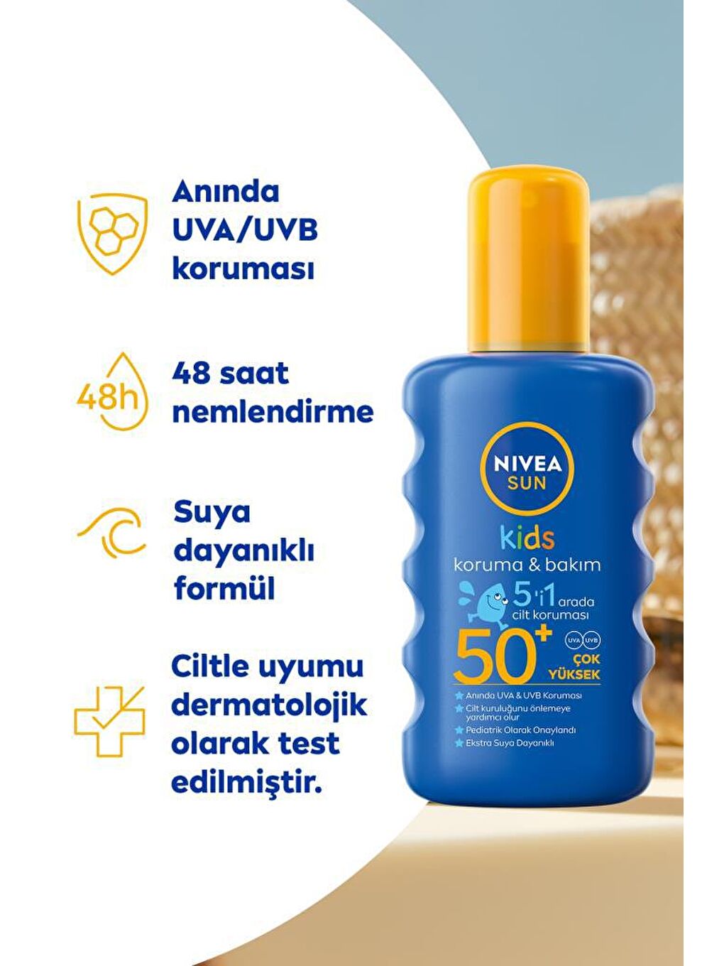 NIVEA Şeffaf Sun Güneş Kremi SPF 50+ Nemlendirici 200 ml Sprey, Çocuk Güneş Kremi - 4