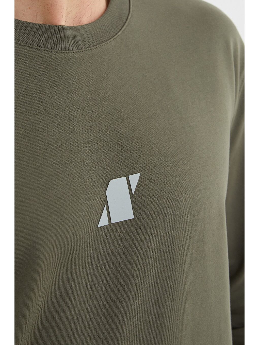 Haki Baskılı Bisiklet Yaka Sweatshirt-4