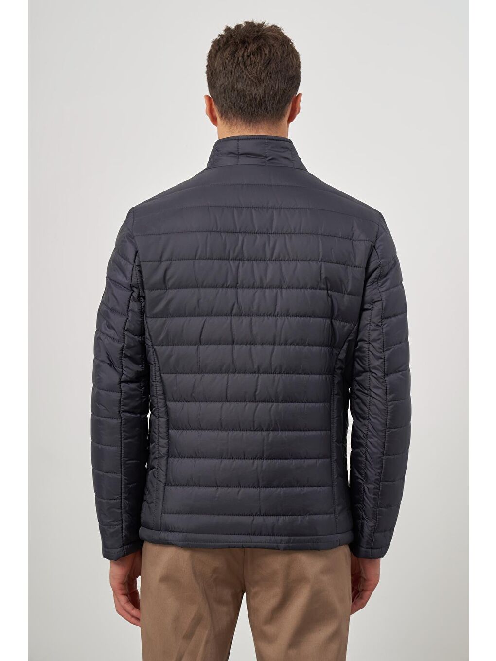 Koyu Lacivert Kapitone Hakim Yaka Düz Yırtmaçsız Tam Astar Slim Fit Classic Mont 1007245155-6