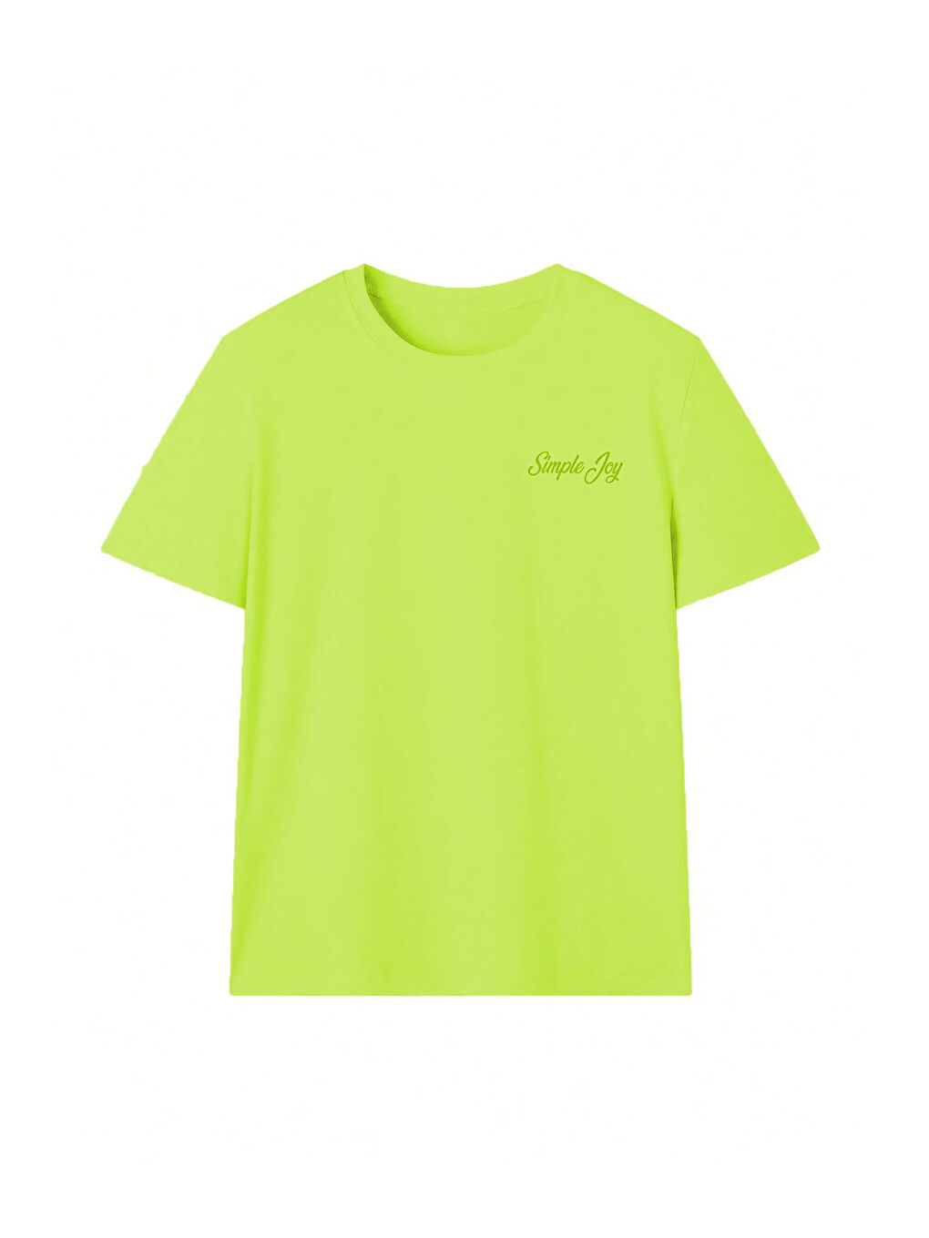 Kadın Lime Yeşili Simple Joy Baskılı Oversize Tişört-1