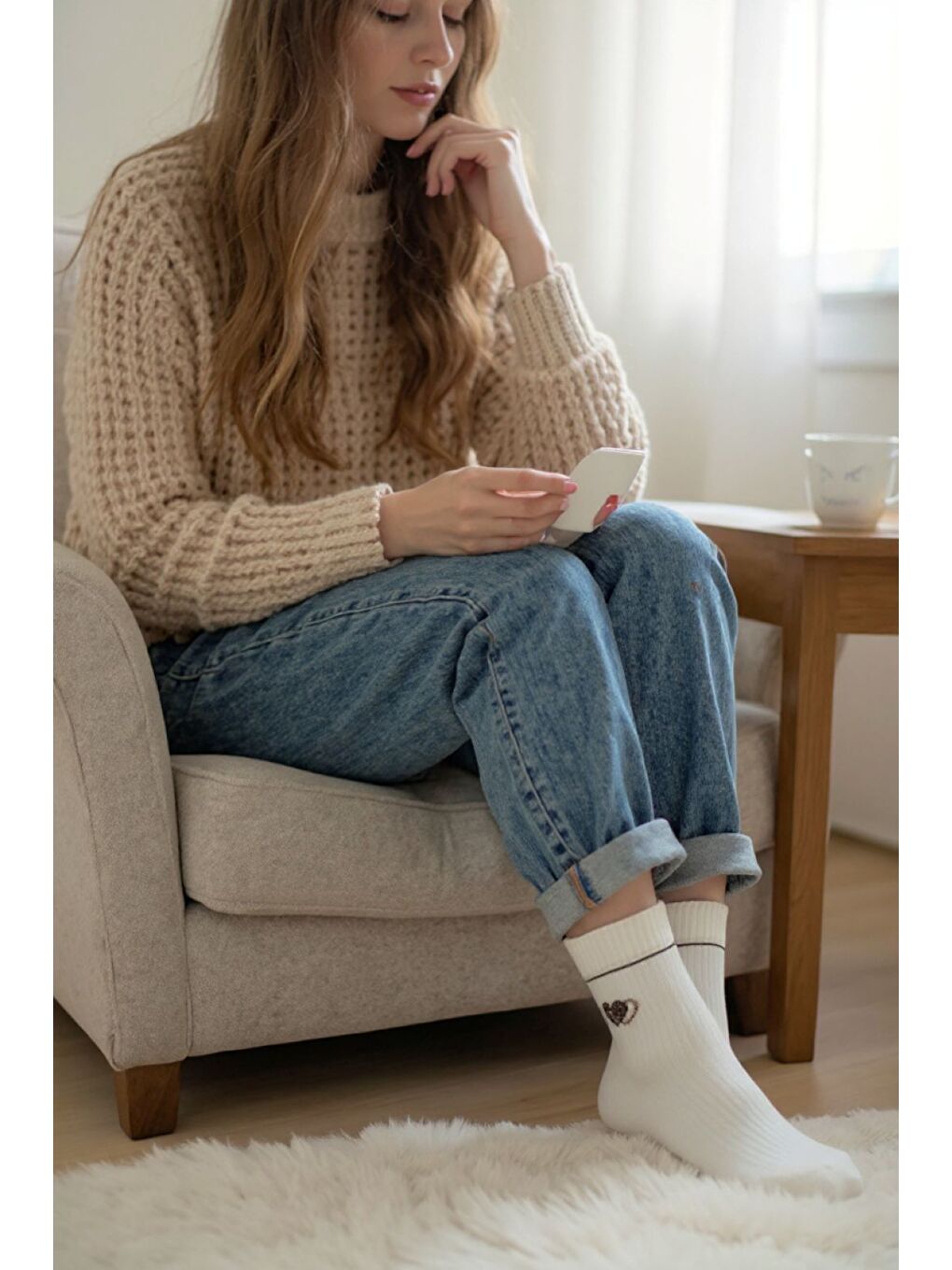 Karışık Kadın Taş İşlemeli Kalp Desenli Pamuklu Premium Soket Çorap 12’li Set-1