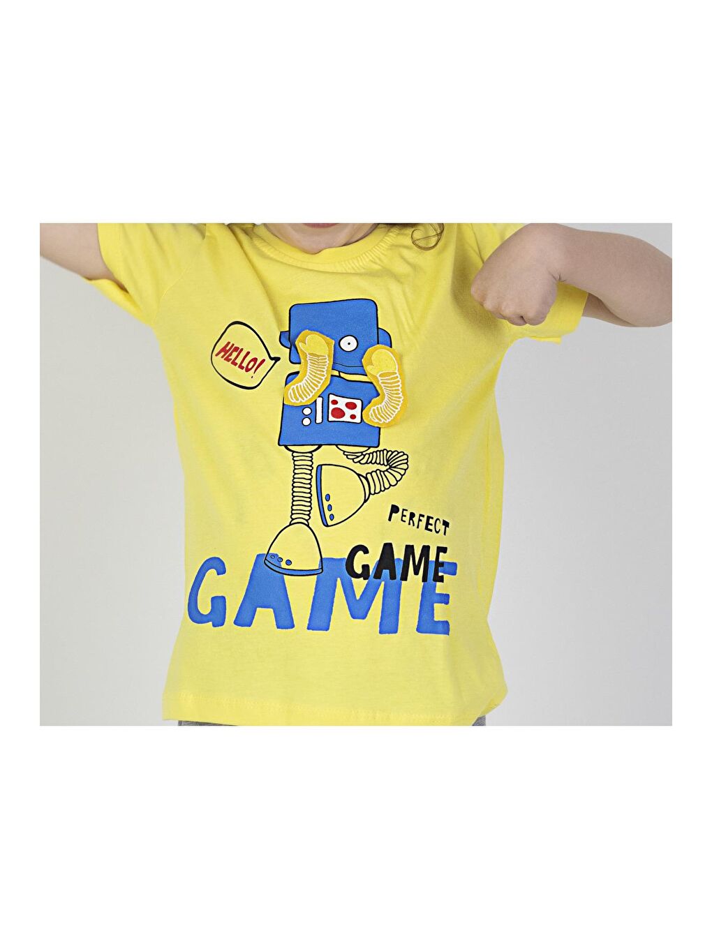 Sarı Erkek Çocuk Game Baskılı  Kısa Kollu Kaprili Basic Takım 2-5 Yaş-4