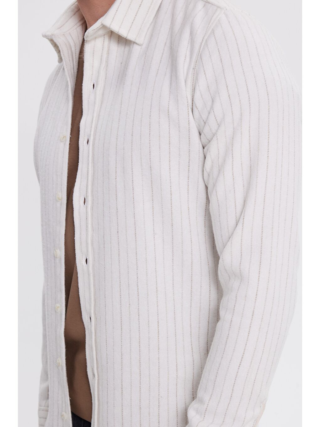 Karışık Erkek Slim Fit Dar Kesim Yaka Düğmeli Çizgili Oduncu Gömlek-2