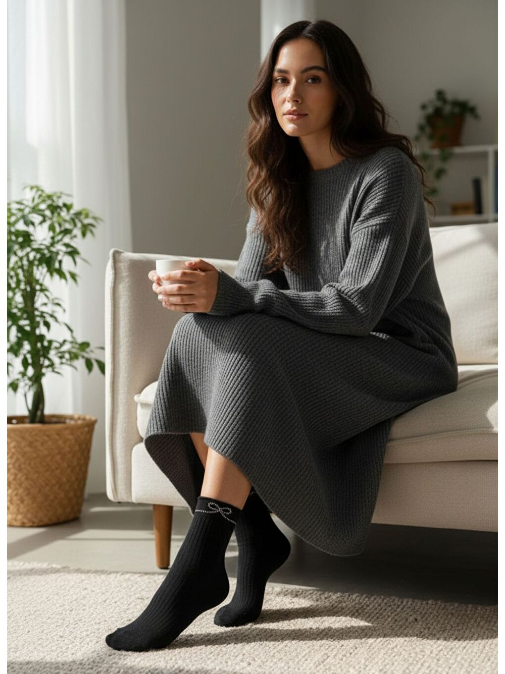 Karışık Kadın 12’li Premium Soket Çorap Seti – Taşlı Zarif Kurdele Desenli (12 Çift)