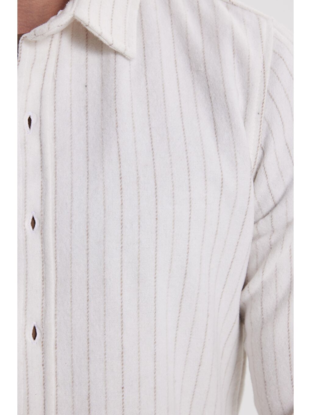 Karışık Erkek Slim Fit Dar Kesim Yaka Düğmeli Çizgili Oduncu Gömlek-5