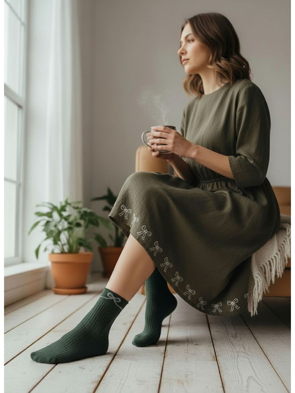 Karışık Kadın 12’li Premium Soket Çorap Seti – Taşlı Zarif Kurdele Desenli (12 Çift)-2