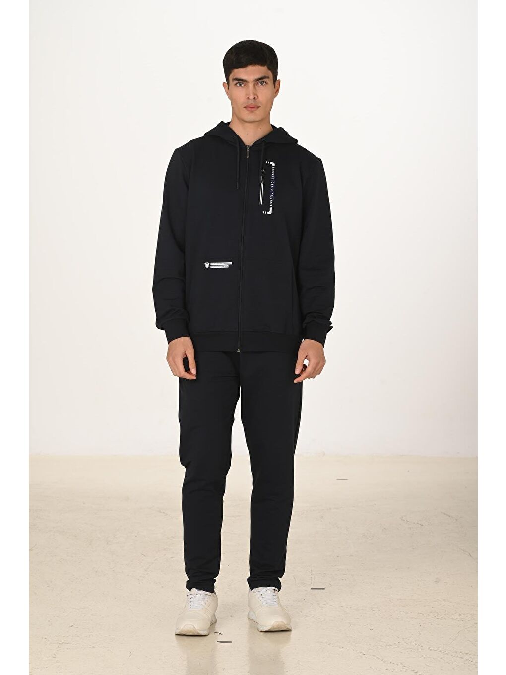 Erkek Pamuklu Kapüşonlu Eşofman Takımı Lacivert 5286-L