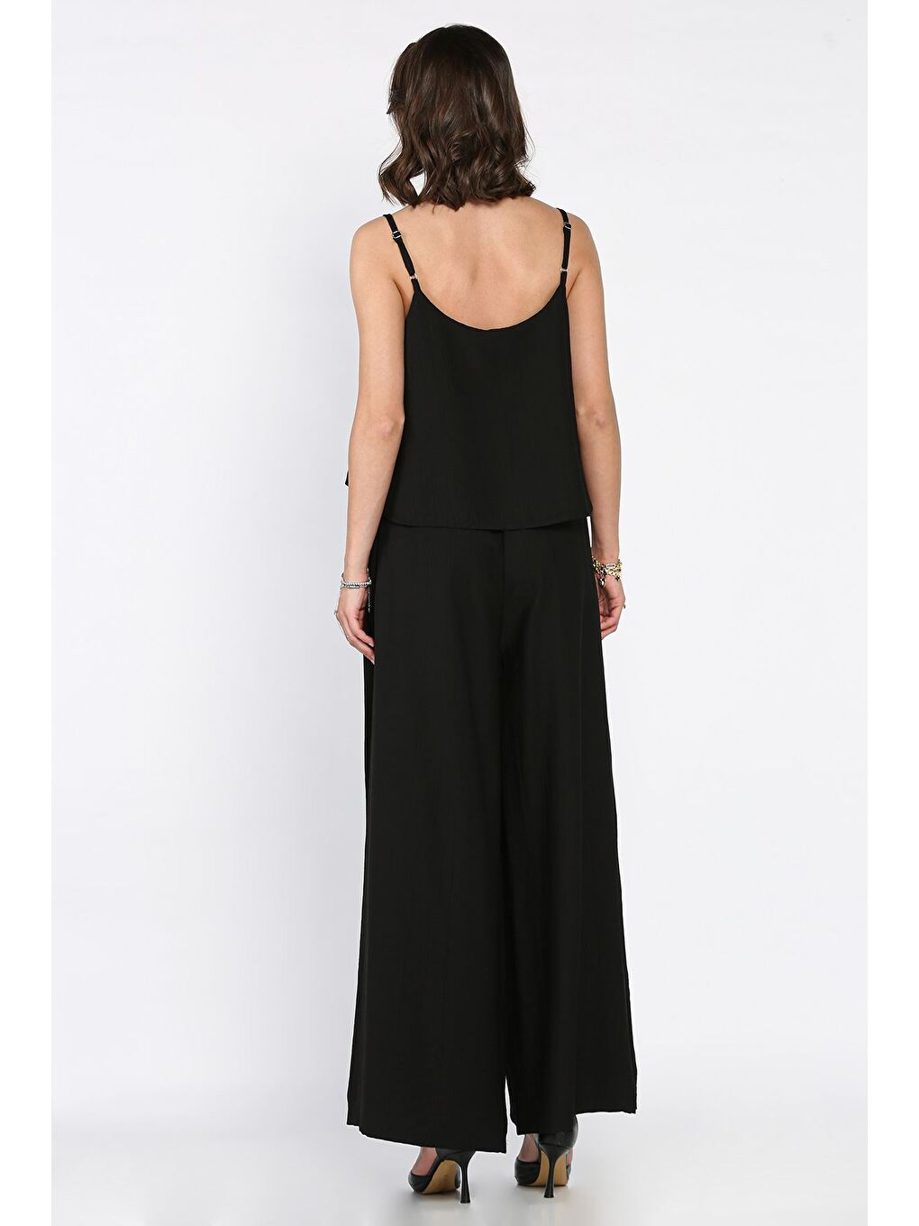 Siyah İp Askılı Bluz Palazzo Pantolon İkili Takım-2