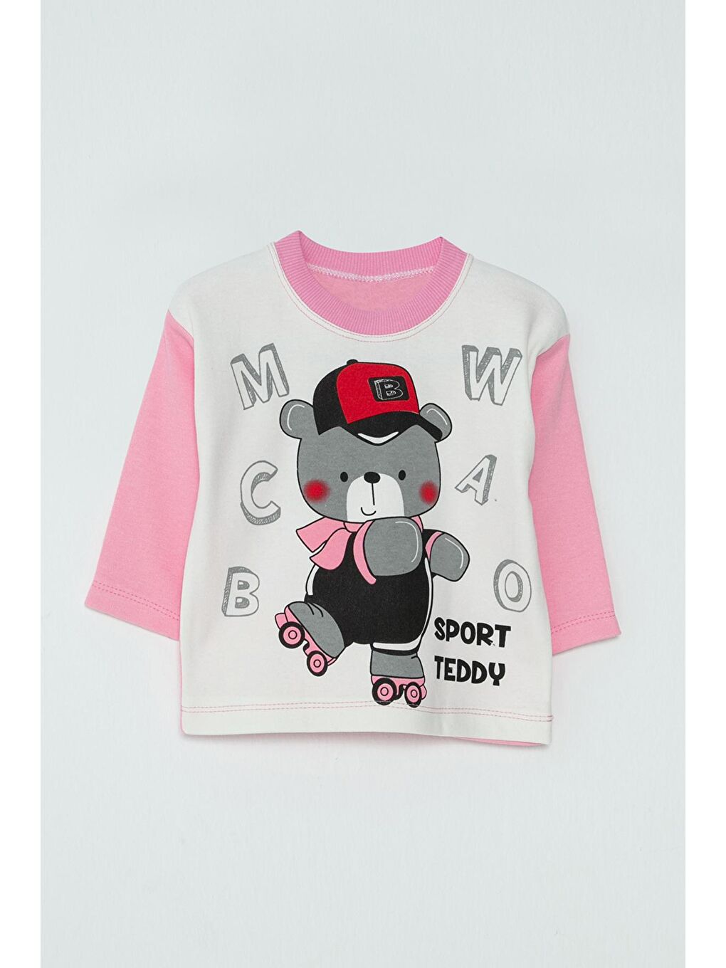 JackandRoy Pembe Ayıcık Baskılı Kız Bebek Pijama Takımı - 1