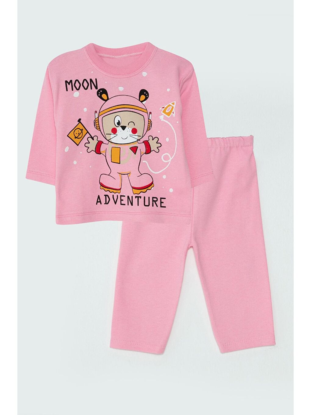 JackandRoy Pembe Ayıcık Baskılı Kız Bebek Pijama Takımı