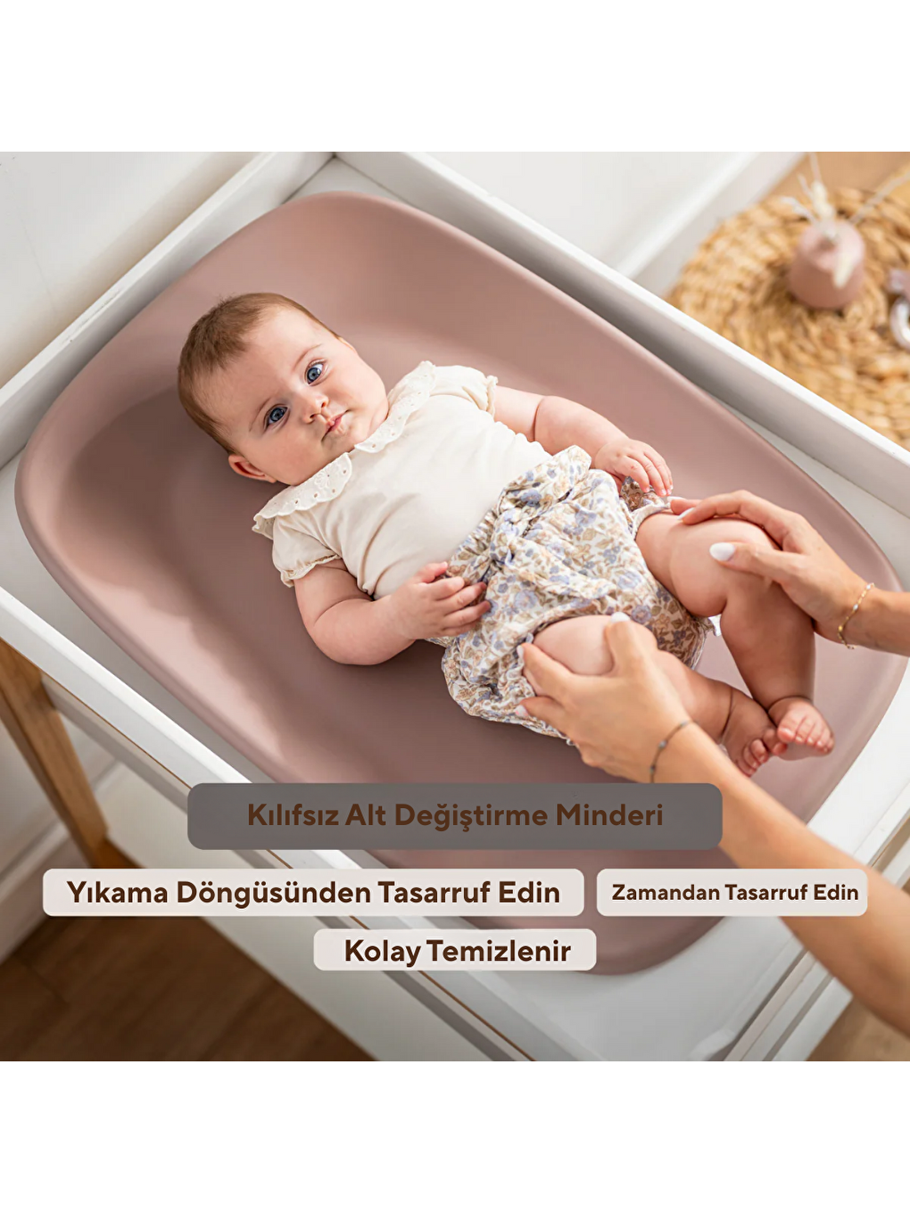 Softy Alt Değiştirme Minderi 70x50cm Pembe-3