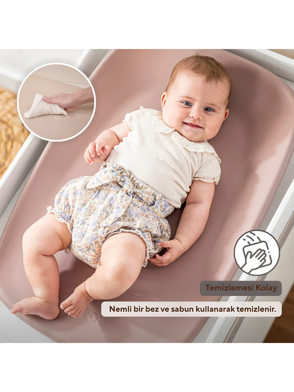 Softy Alt Değiştirme Minderi 70x50cm Pembe-5