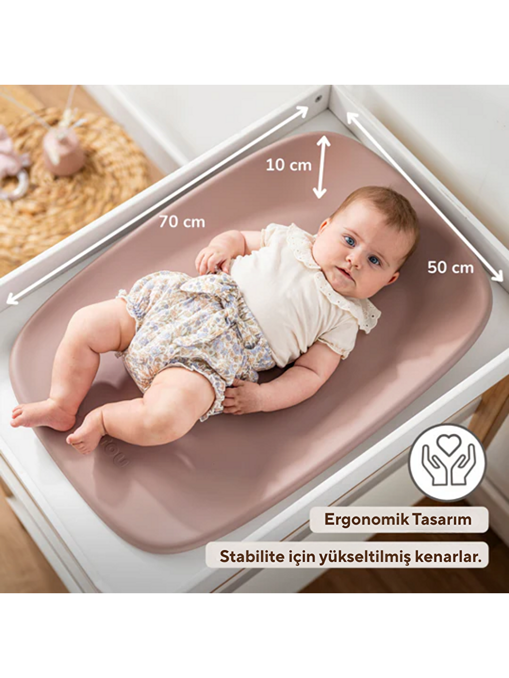 Softy Alt Değiştirme Minderi 70x50cm Pembe-6