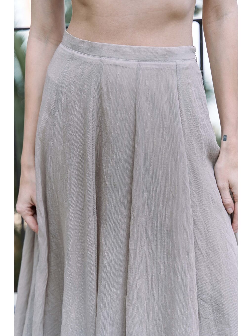 Bej Seonag Volanlı Vizon Uzun Etek-5