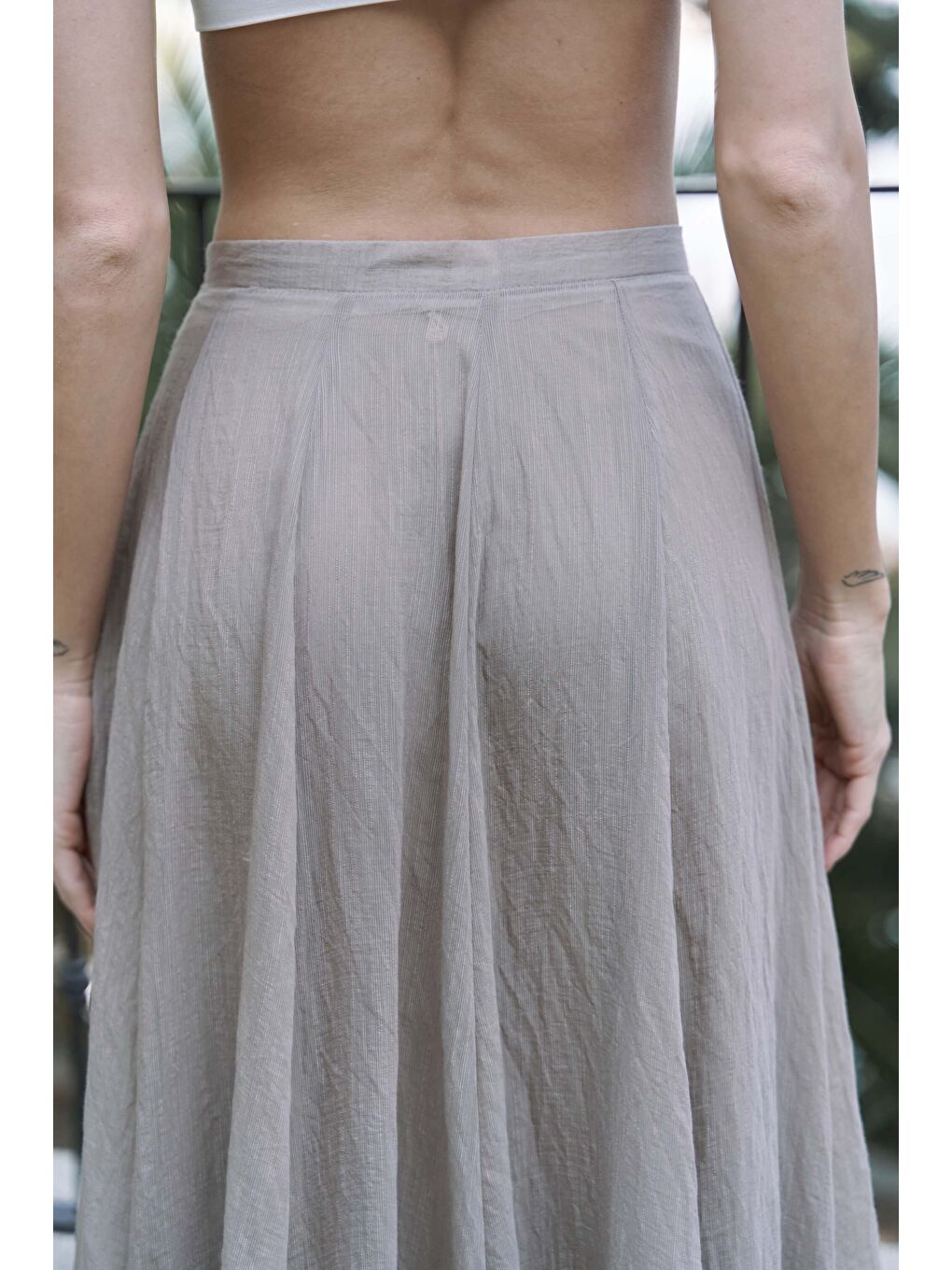 Bej Seonag Volanlı Vizon Uzun Etek-6