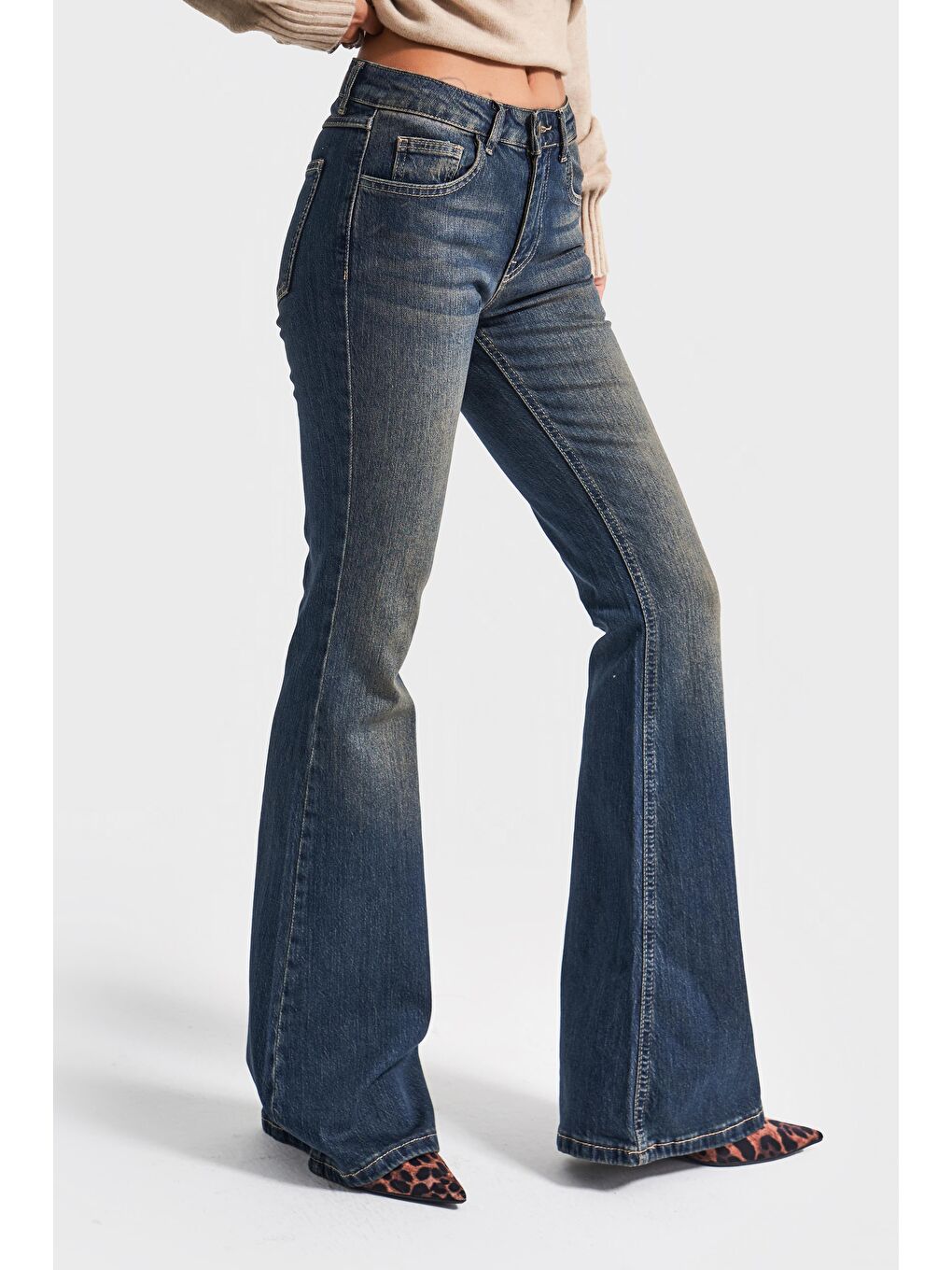 Mavi Kadın T.Kot Rengi 2w5-8 Mid Rise Flare Fit İç Boy 83cm Esnek Kumaş Denim Jean