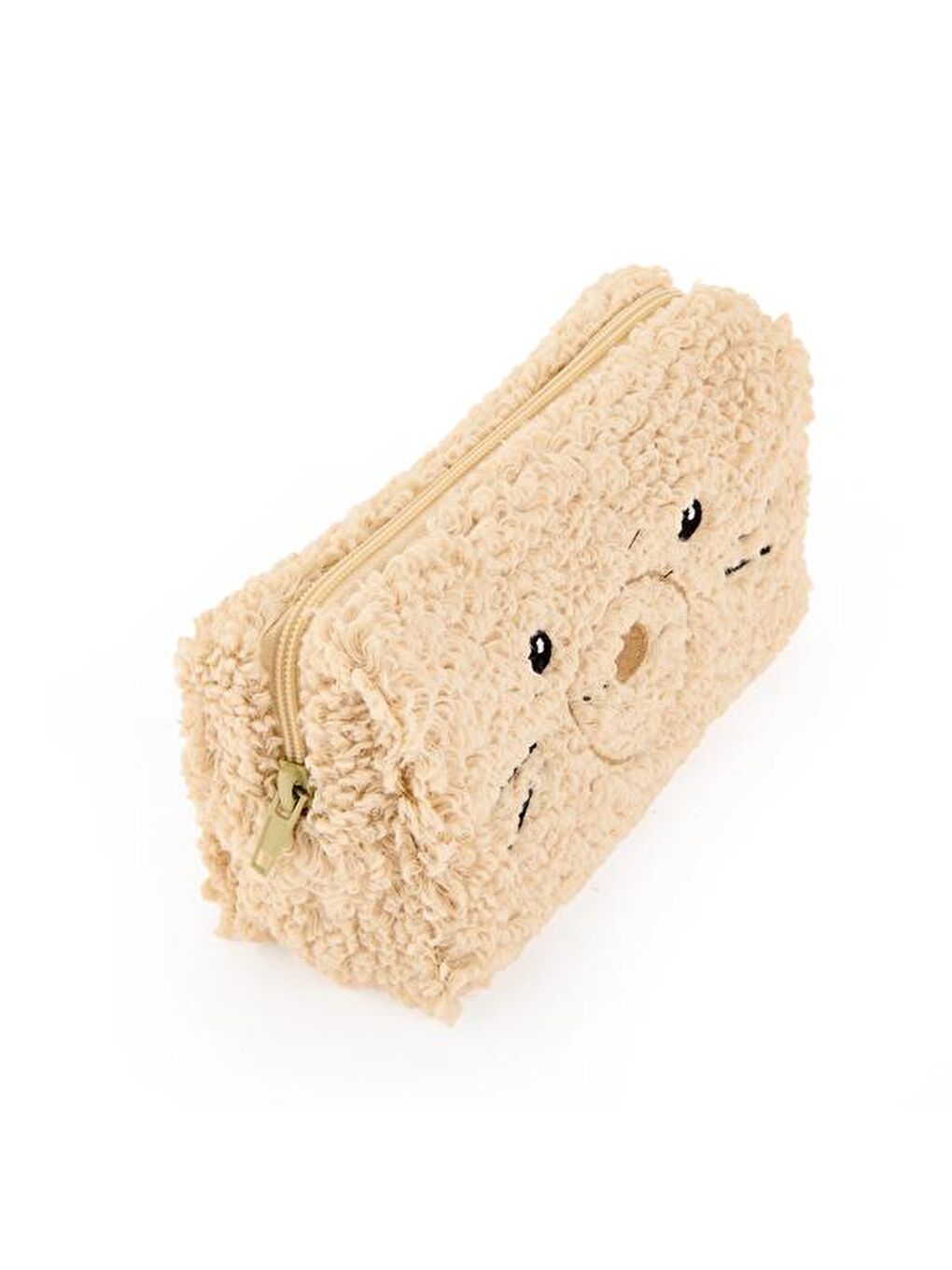 Teddy Desenli Pelüş Kalemlik - Bej - 22x12 cm-2