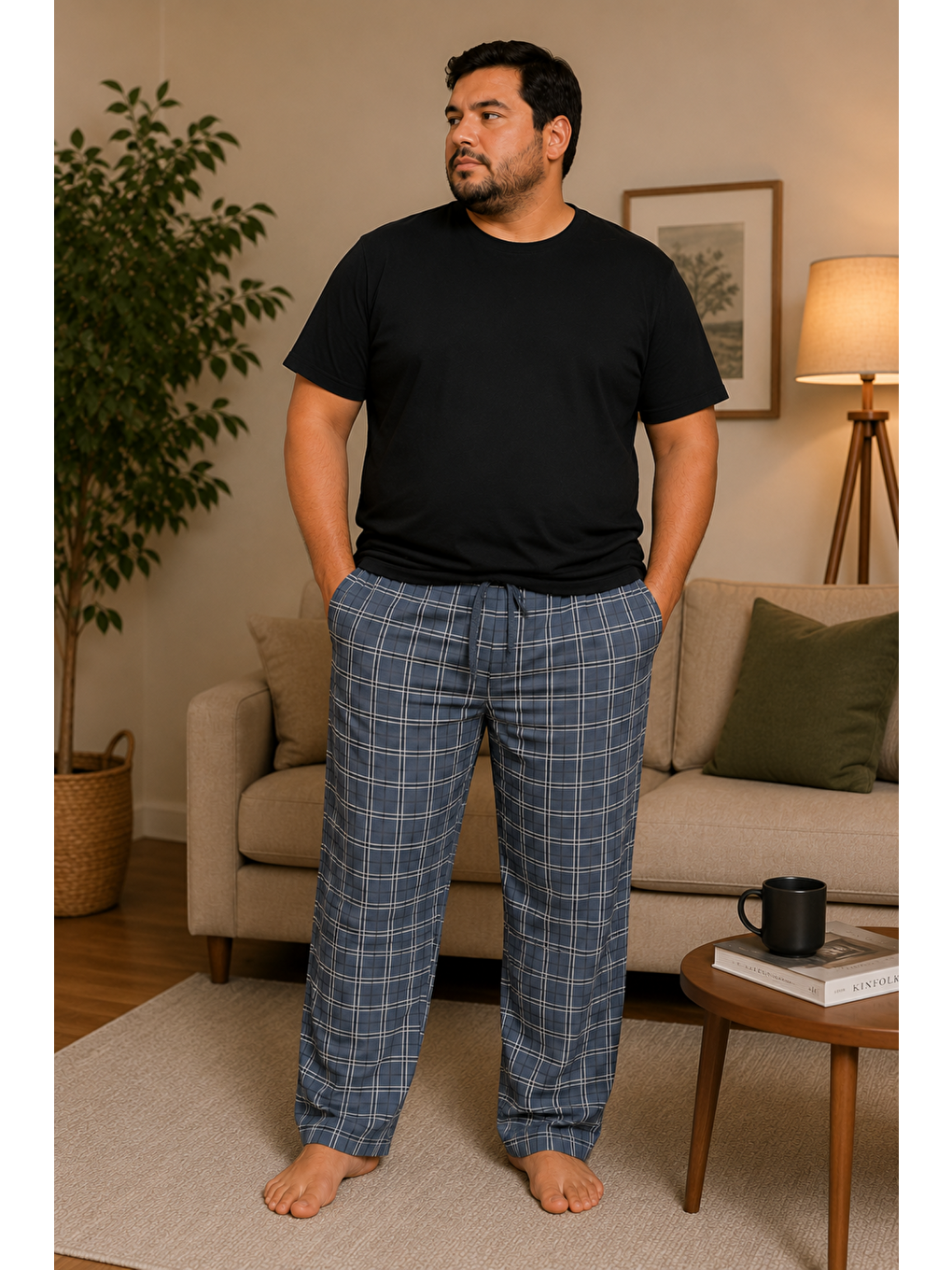 Gri Erkek %100 Doğal Pamuk Büyük Beden Yüksek Kalite Battal Pijama Takımı