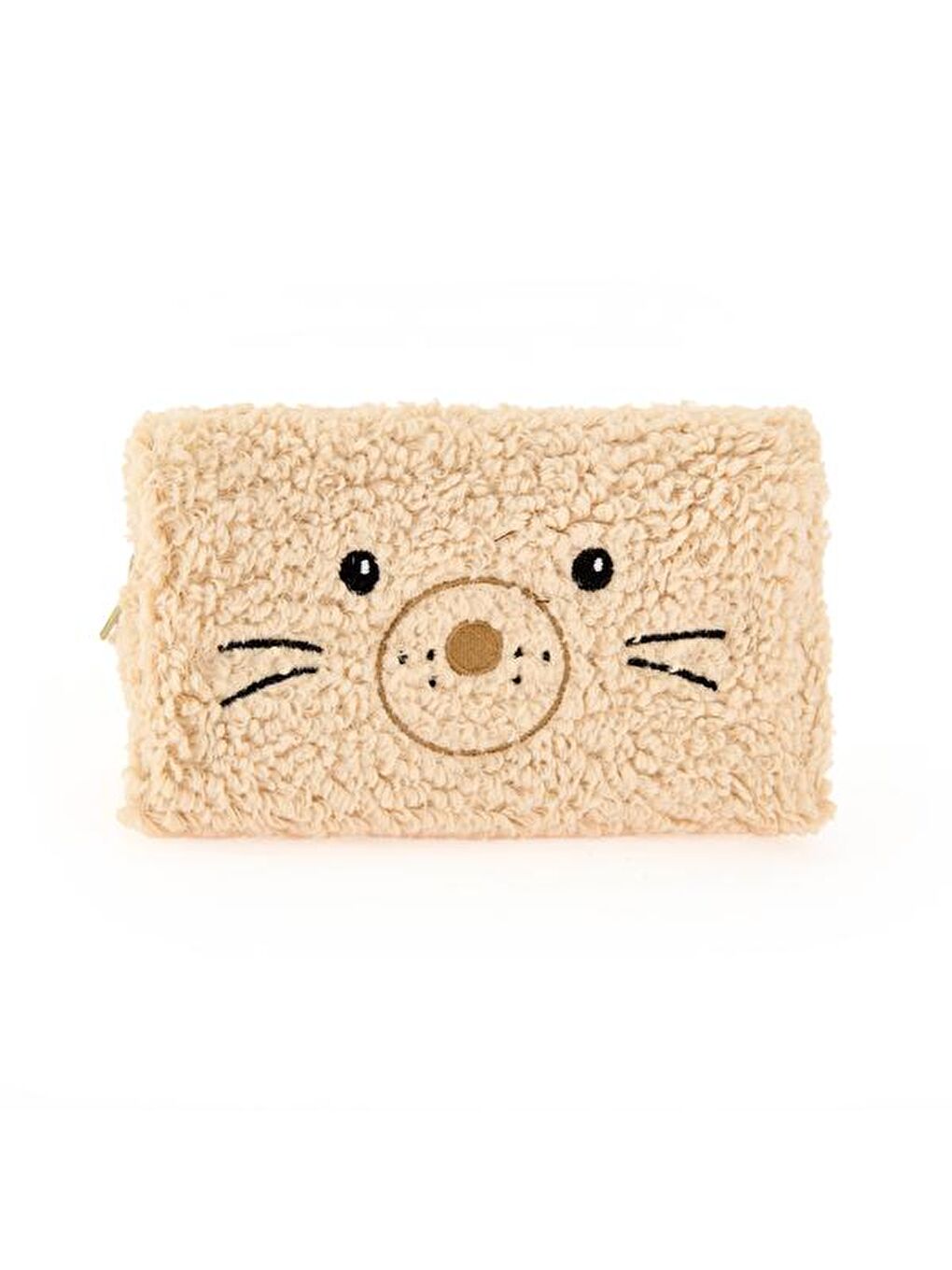 Teddy Desenli Pelüş Kalemlik - Bej - 22x12 cm-3