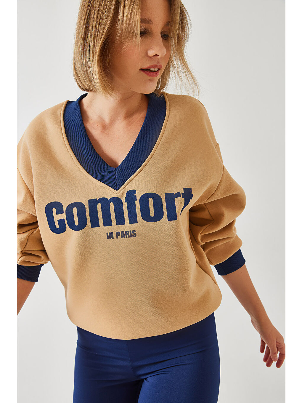 SHADE Kahverengi Kadın Comfort Baskılı Sweatshirt - 1