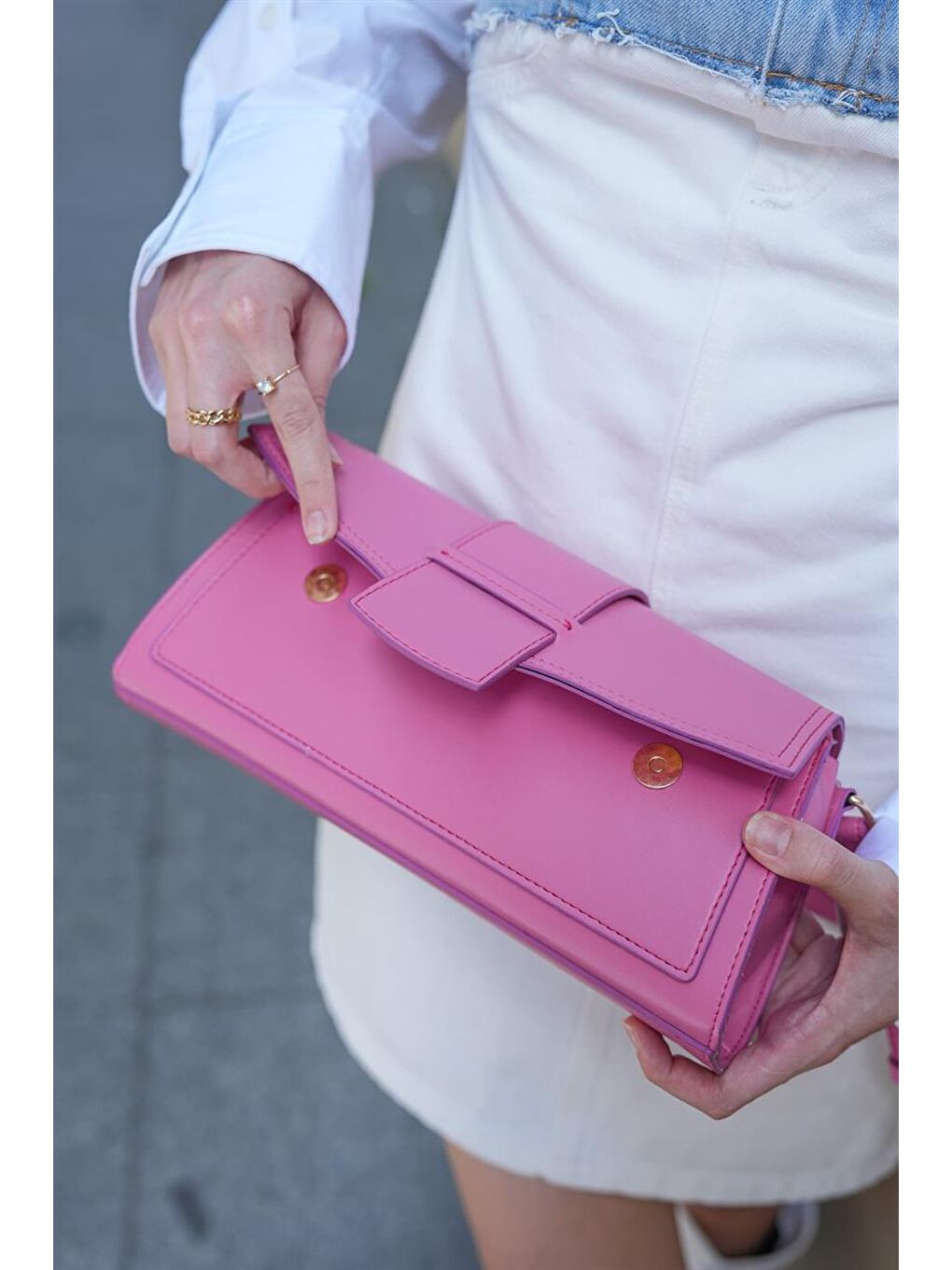 Diana Kapaklı Dikdörtgen Kadın Çanta - Fuşya-5