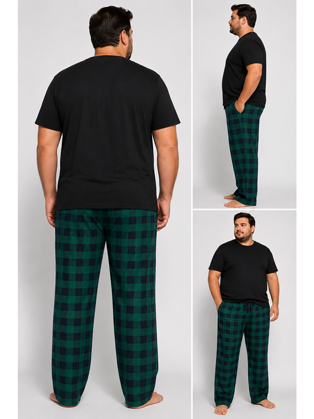 Haki Erkek %100 Doğal Pamuk Büyük Beden Yüksek Kalite Battal Pijama Takımı-1