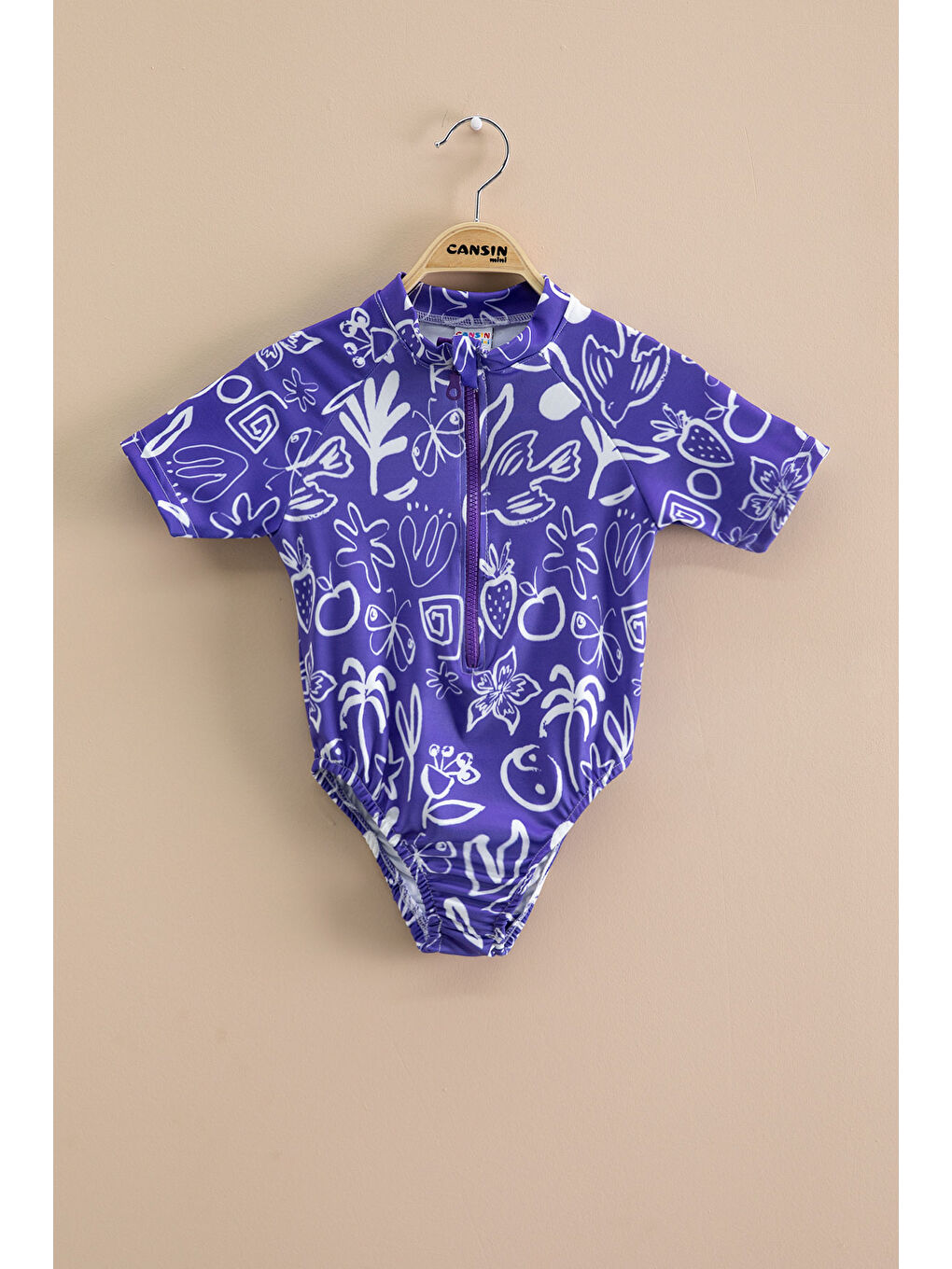 Kız Çocuk Mor Fermuarlı Mayo Takımı 21126
