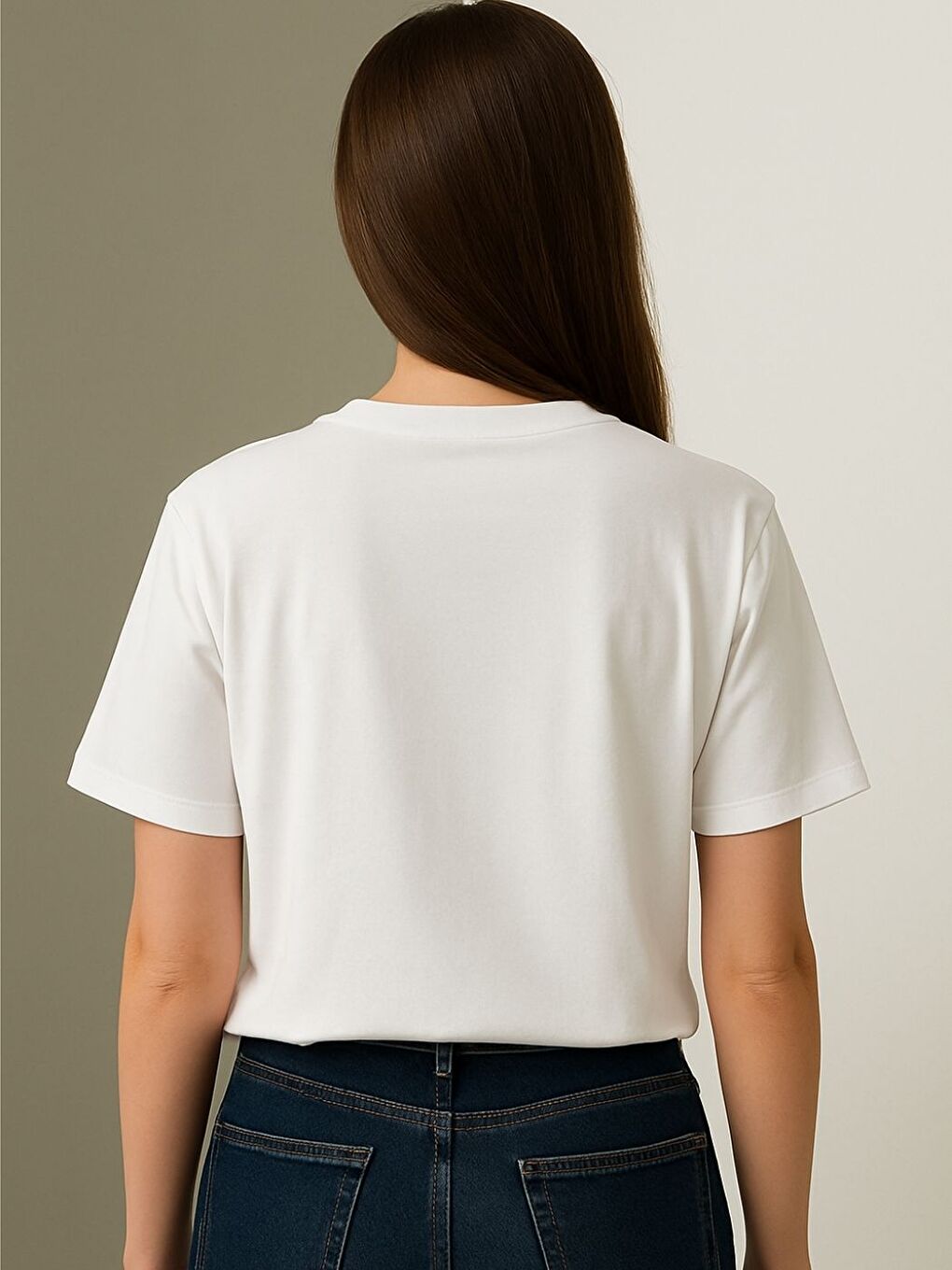 Kadın Beyaz 2 Kalp Baskılı  Oversize Tişört-1