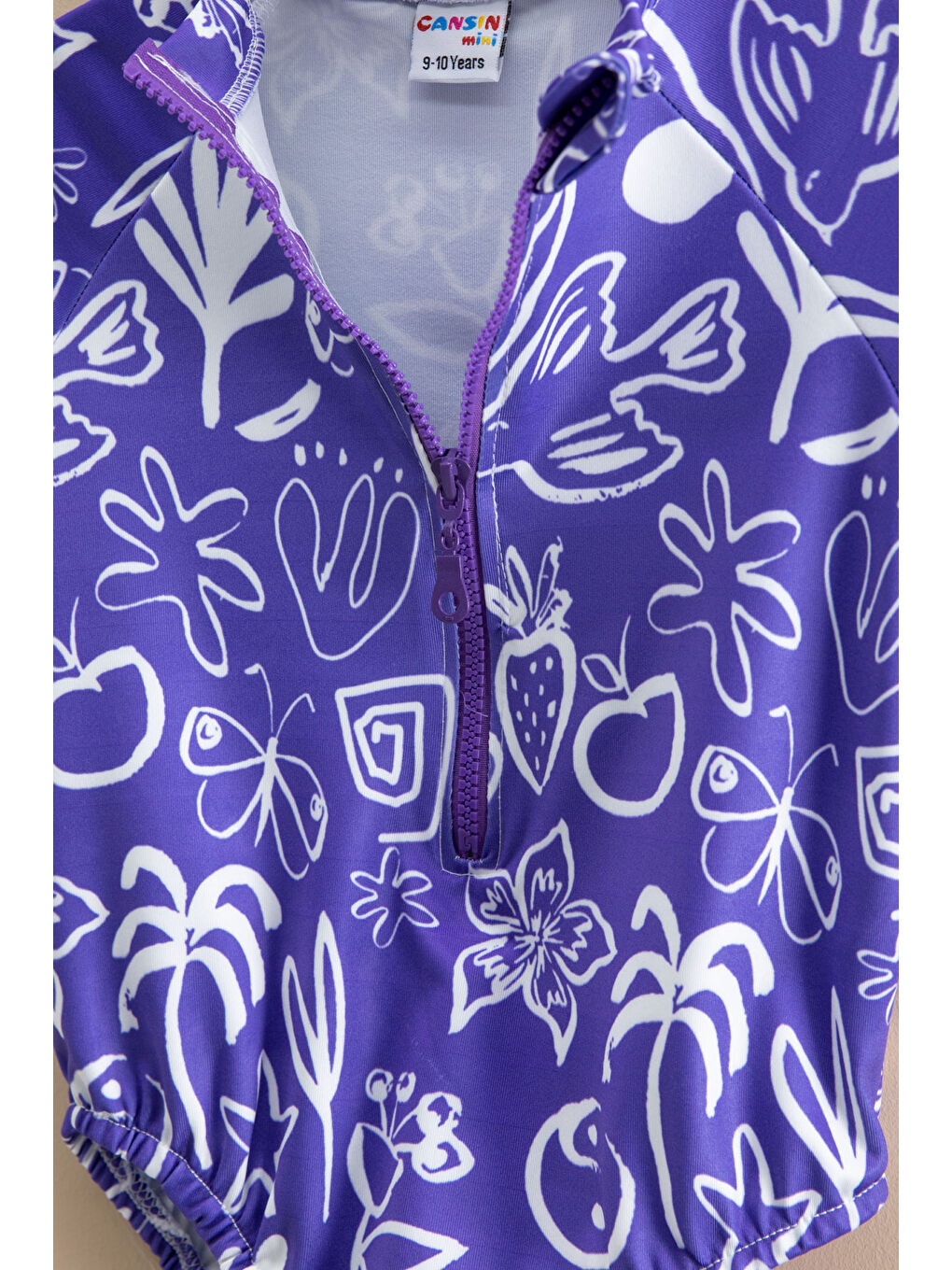 Kız Çocuk Mor Fermuarlı Mayo Takımı 21126-1