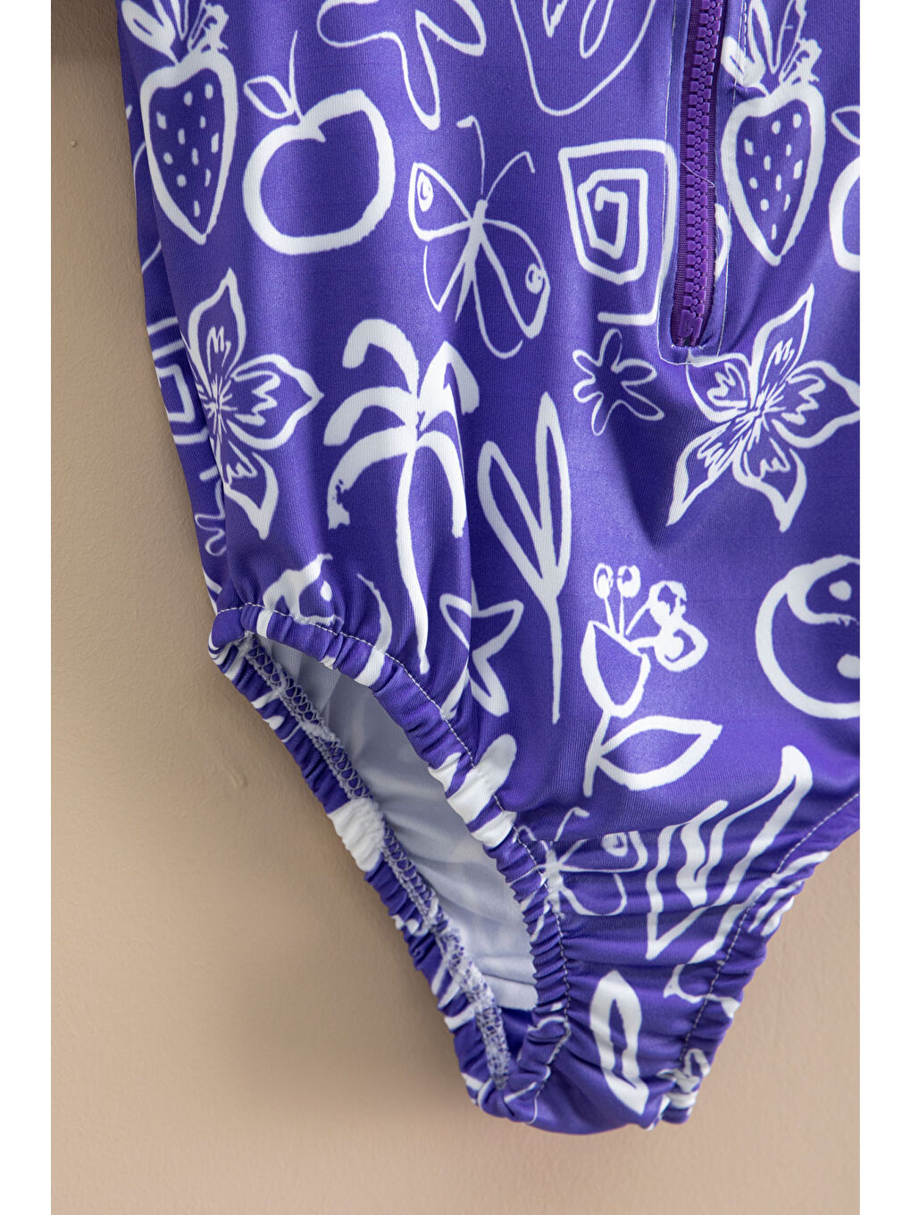 Kız Çocuk Mor Fermuarlı Mayo Takımı 21126-2