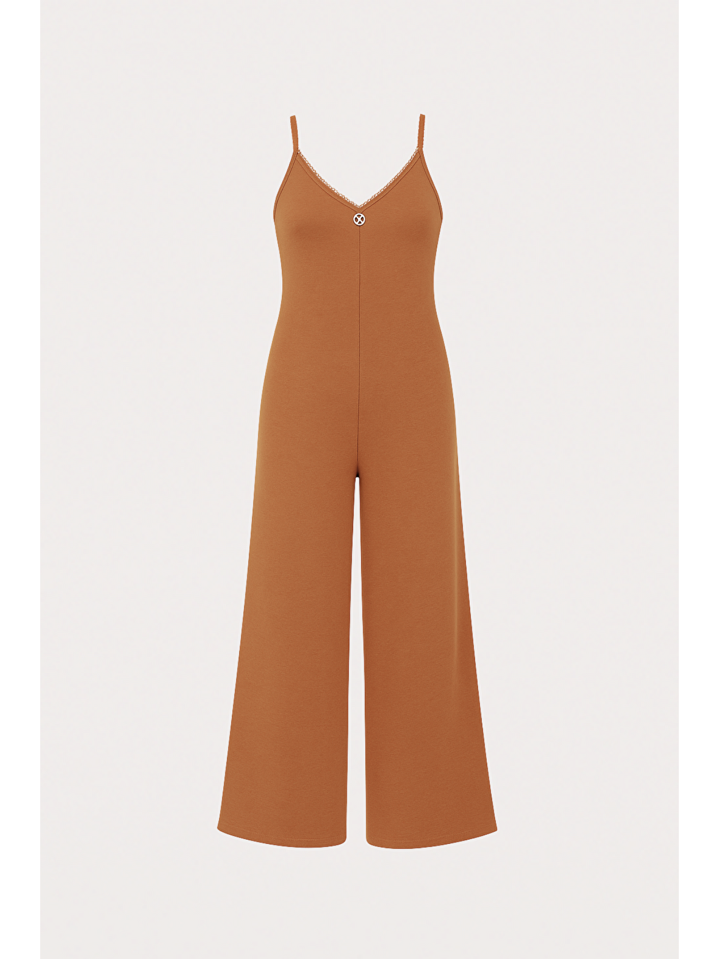 Kahverengi Kadın Askılı Tulum Moka