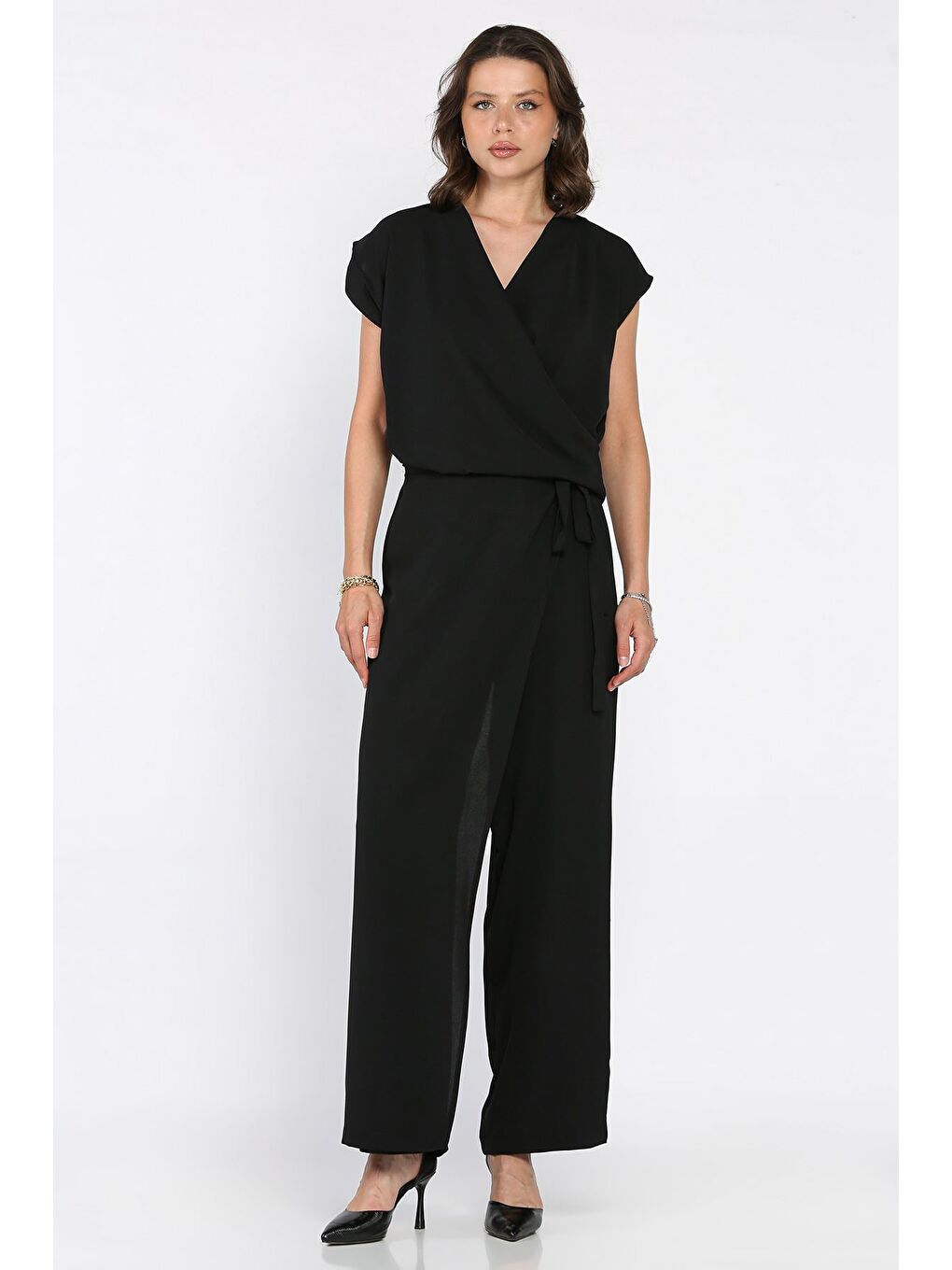 Siyah Kadın Etek Görünümlü Pantolon Bluz İkili Takım