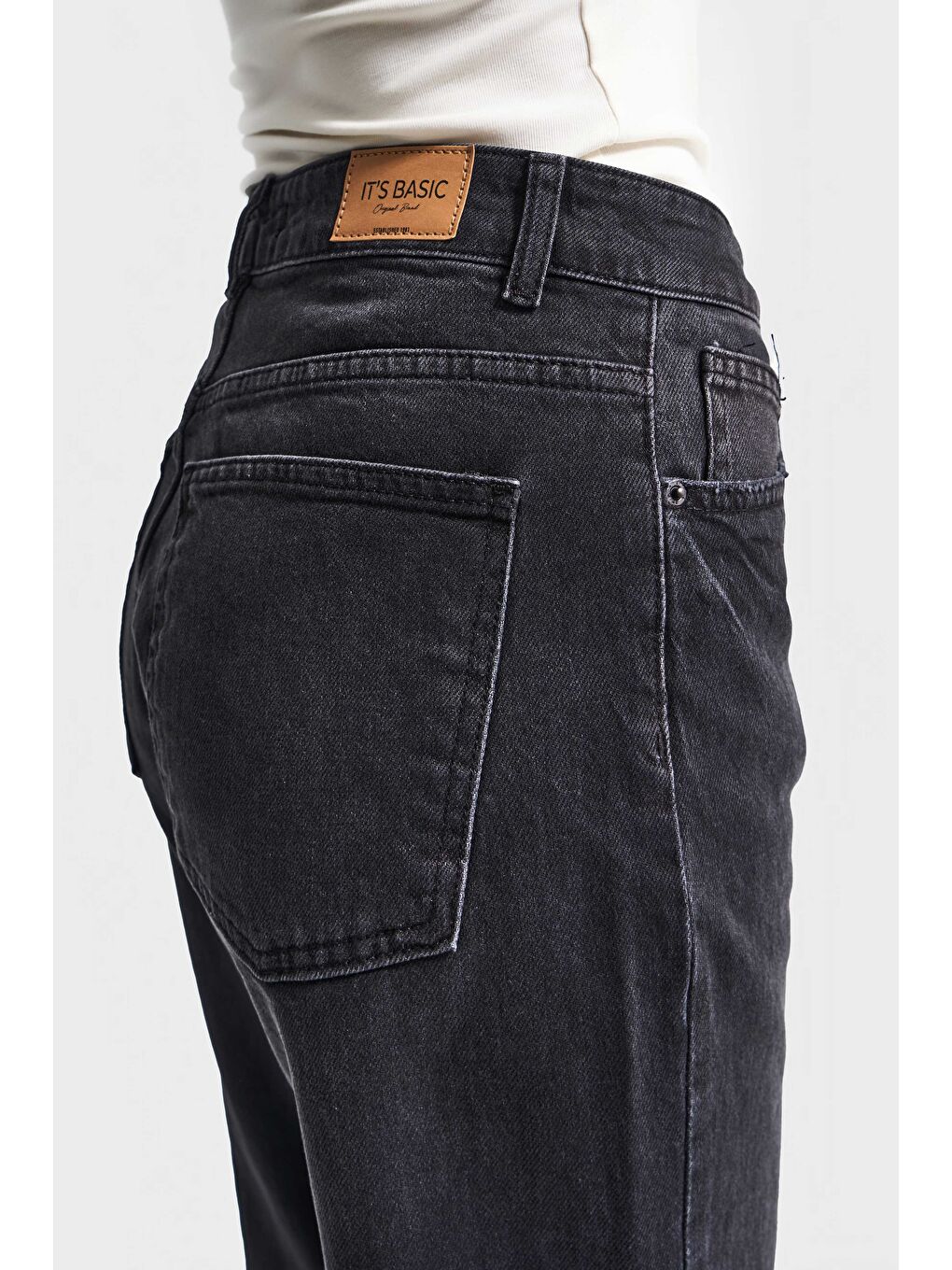 Gri Kadın Koyu Füme Renk 2w5-1 Flare Fit Komfort Kumaş İç Boy 83cm Denim Jean-3